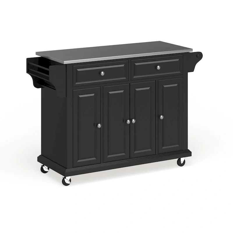 Crosley Full Size Black Finish Stainless Steel Top Kitchen Cart/ Island - 18d x 51.5w x 36h