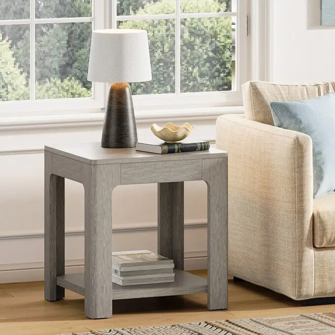 2-Tier End Table with Storage Shelf