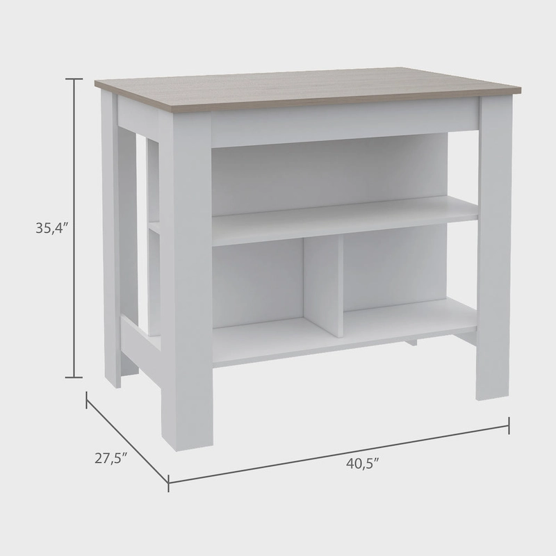 Kitchen Island with Four Legs, Three Shelves