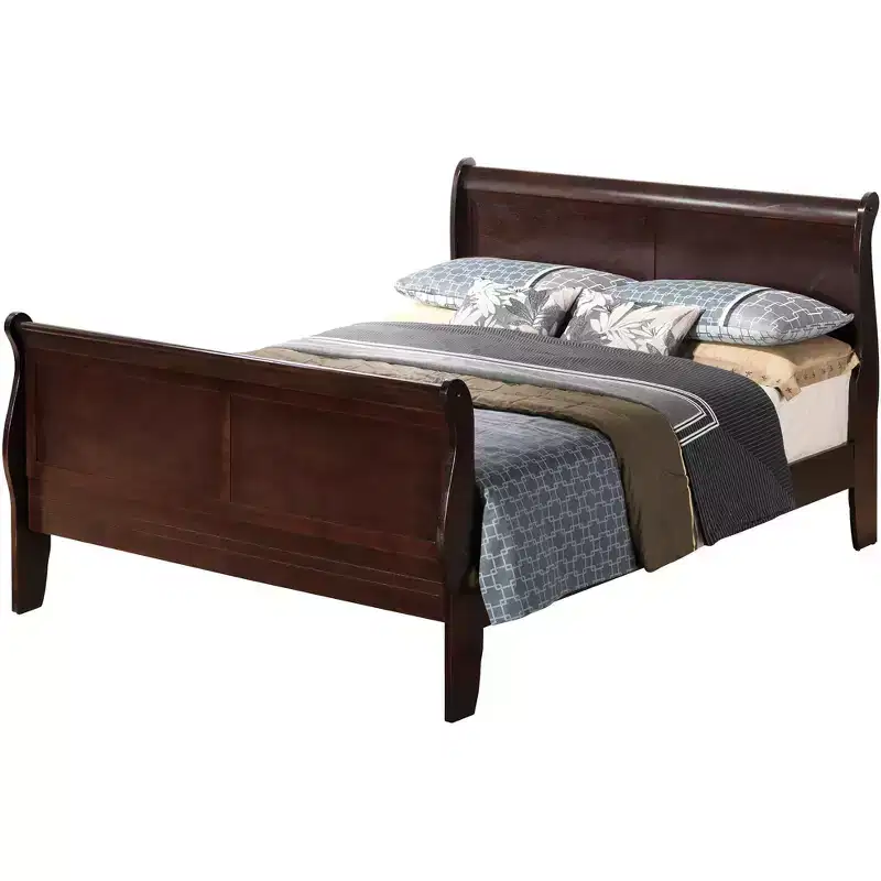 Passion Furniture Louis Philippe Queen Sleigh Bed with High Footboard