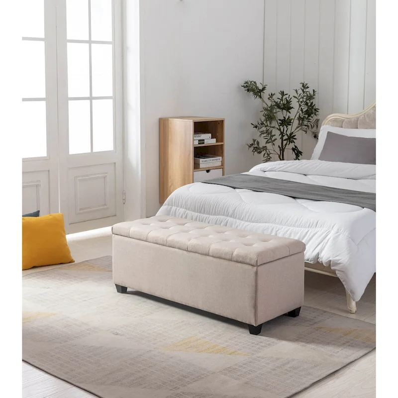 Porthos Home Ved Storage Bench, Flip Top, Fabric Upholstery