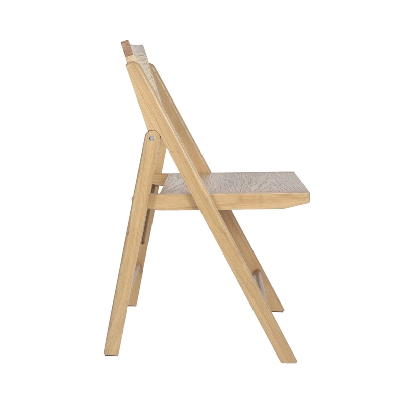 2 Pack Commercial Cane Rattan Folding Chairs - Wood Backs and Seats