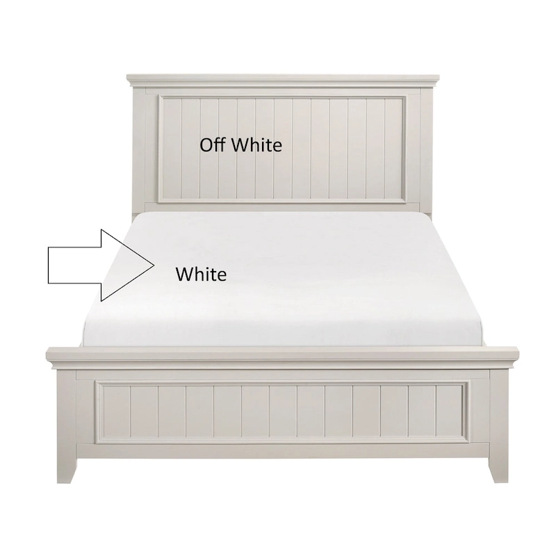 Off White Finish Wooden Panel Bed 1pc