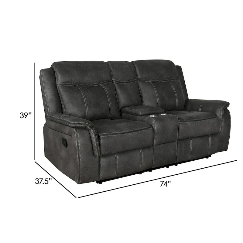 Tom 74 Inch Motion Manual Recliner Loveseat, Gel Foam, Black Faux Leather