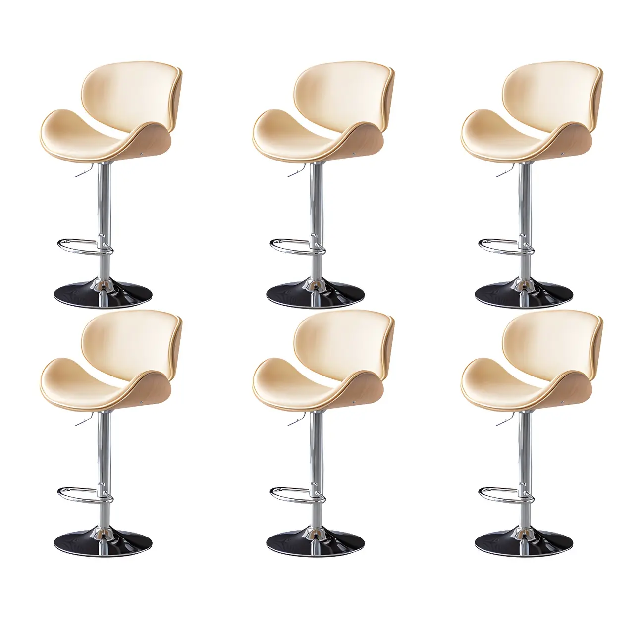 Arched Blackish Green Leather Swivel Adjustable Bar Stool