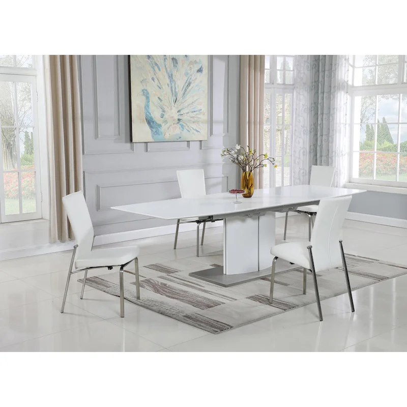 Matte White 5-Piece Extendable Dining Set