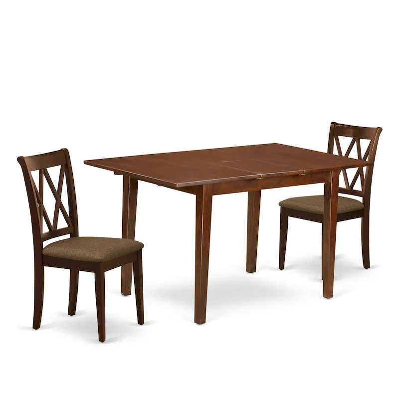 East West Furniture Dining Table Set- a Wooden Table and Linen Fabric Dining Room Chairs