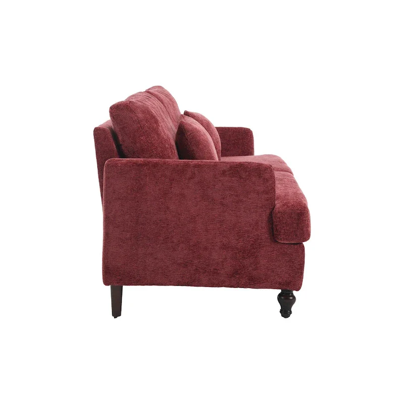 Red 68.9  Chenille 2-Seater Sofa with Detachable Cushions