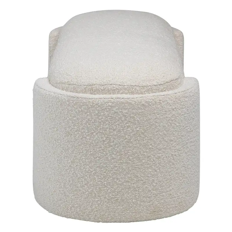 Boucle Round Bench with Half-Bezel Feet, Off-White