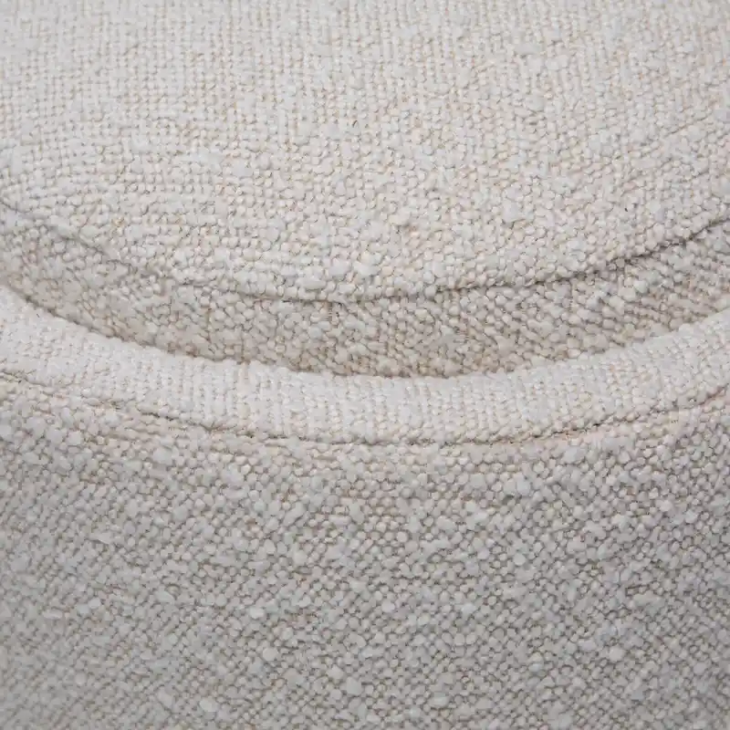 Boucle Round Bench with Half-Bezel Feet, Off-White