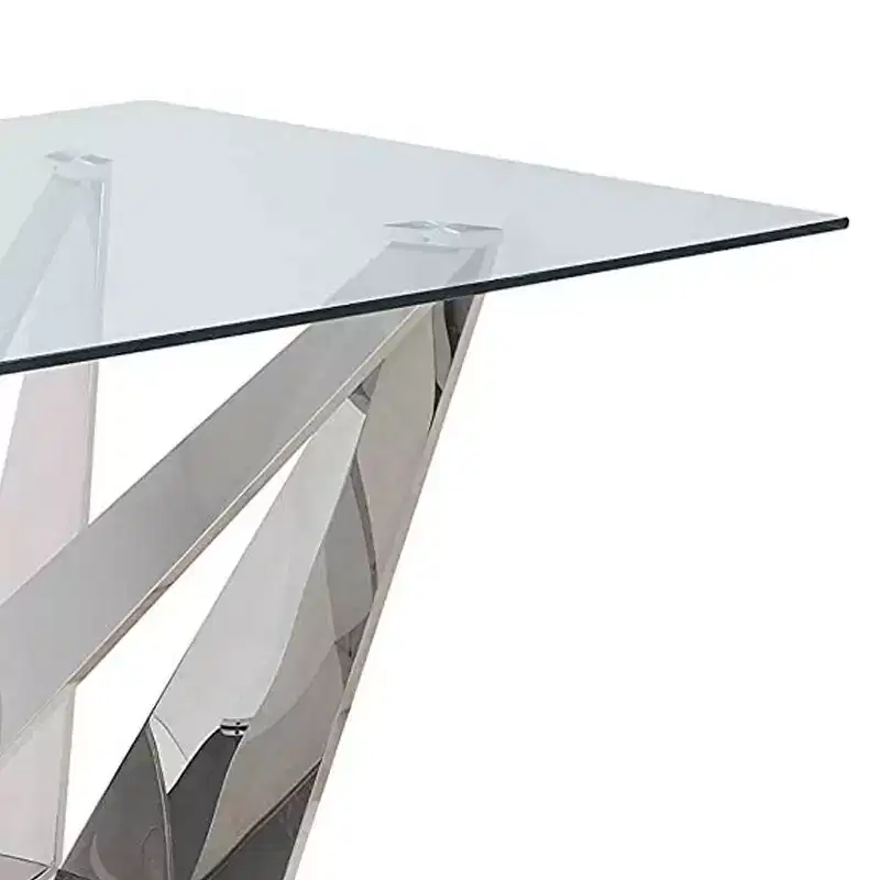 Acme Furniture Dekel Glass Top Dining Table Clear/Stainless Steel