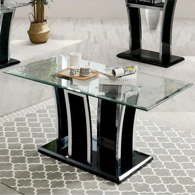 Modern 47-inch Glass Top 1-Shelf Coffee Table