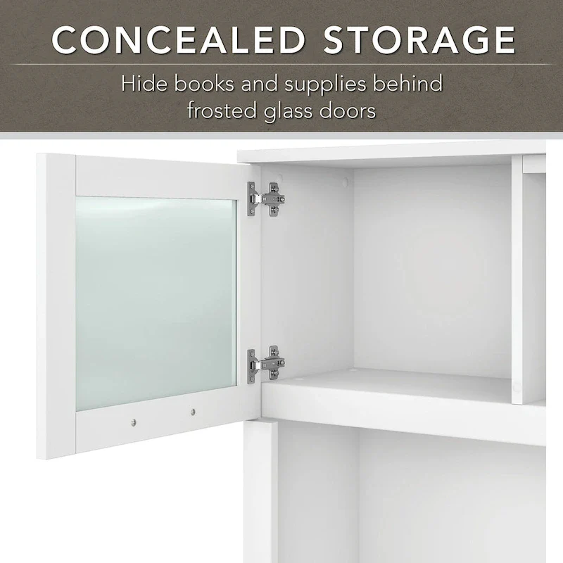 Somerset 72W Office Desk with Hutch and 5 Shelf Bookcase in Ash Gray