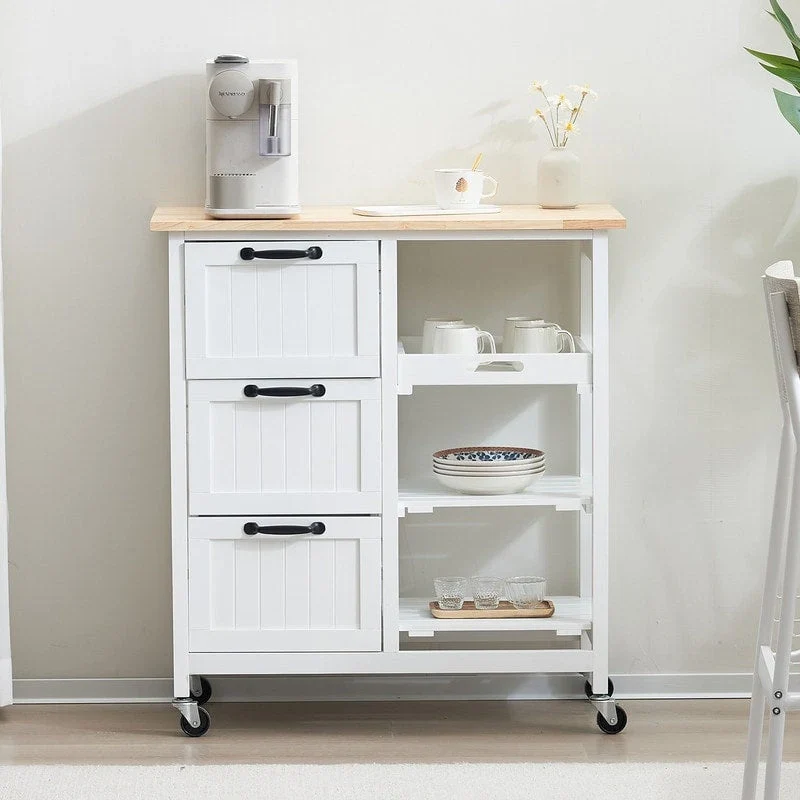 Three Drawers Three Layers Spray Paint Dining Car Kitchen Carts