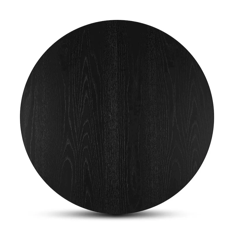 Round Pedestal Dining Table - Black/Natural, White Oak Veneer, Seats 4