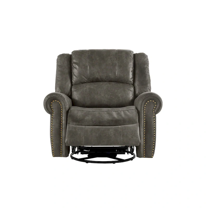 Polished microfiber rivet rotating gliding lounge chair