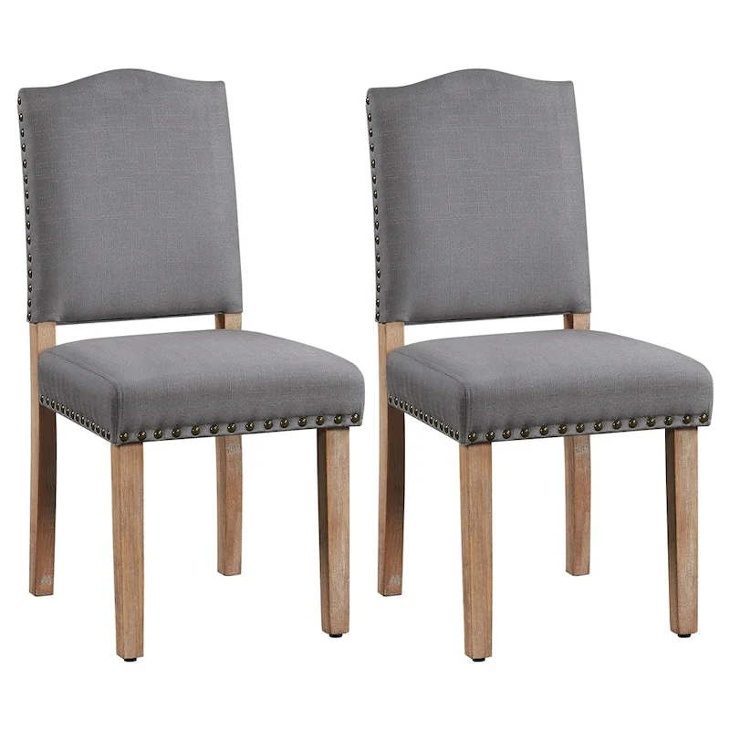 Yaheetech 2PCS Dining Chairs Upholstered Kitchen Chairs with Nailhead Trim - 18 L  22.5 W  36.5 H