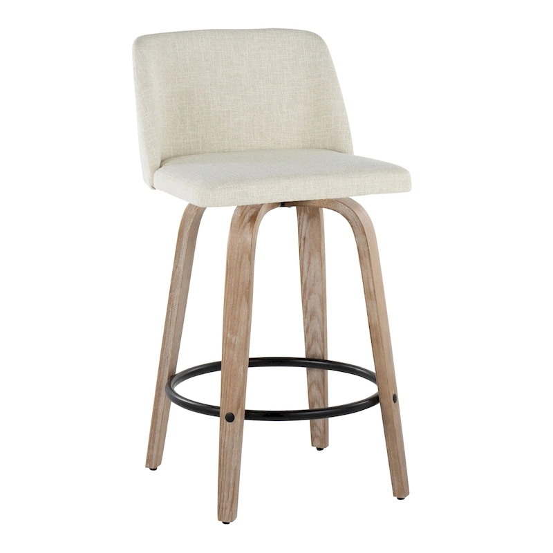 Carson Carrington Vallberga 26 Fixed-Height Counter Stool With Whitewashed Wood Base (Set of 2)