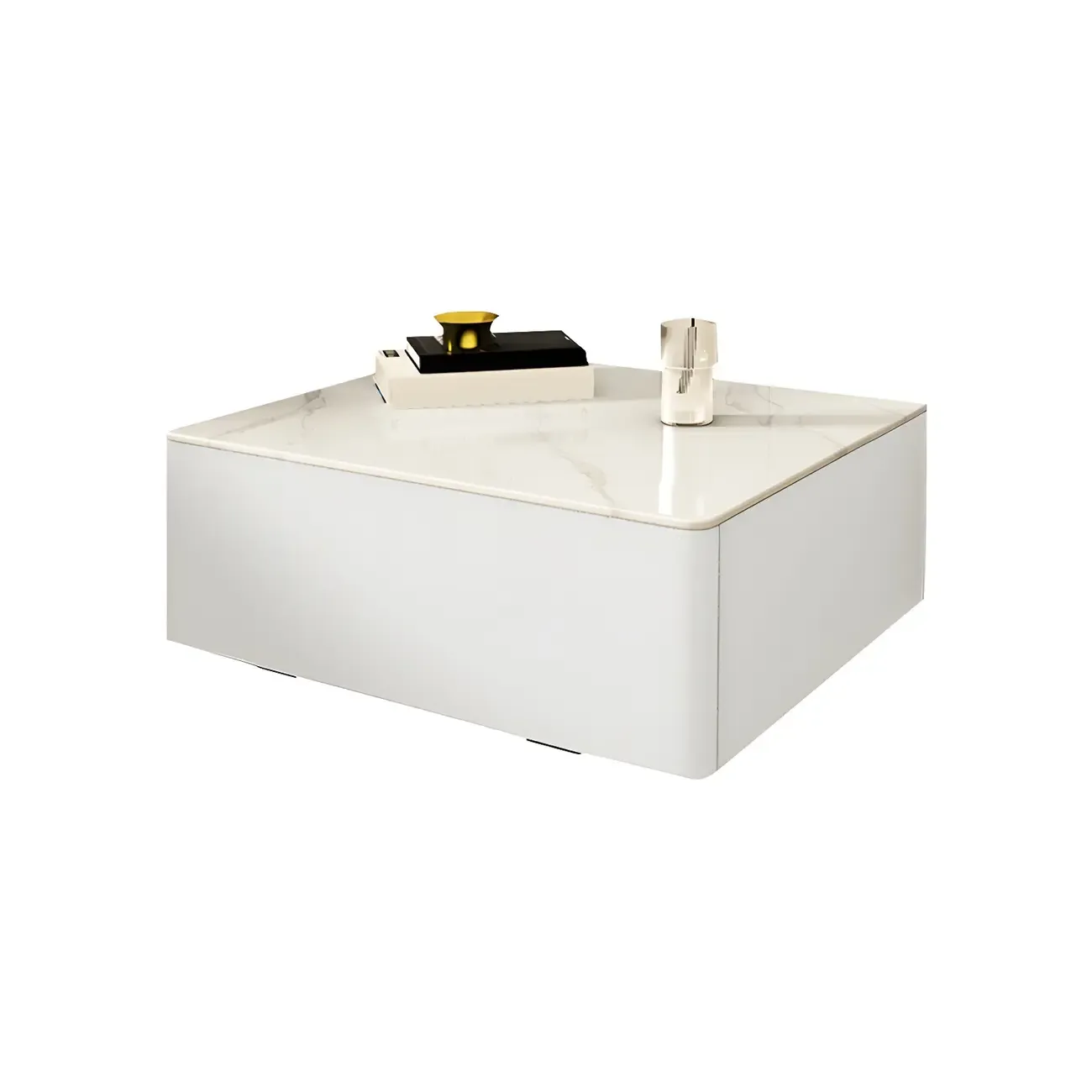 Modern Floating Stone Top Nightstand with Drawer