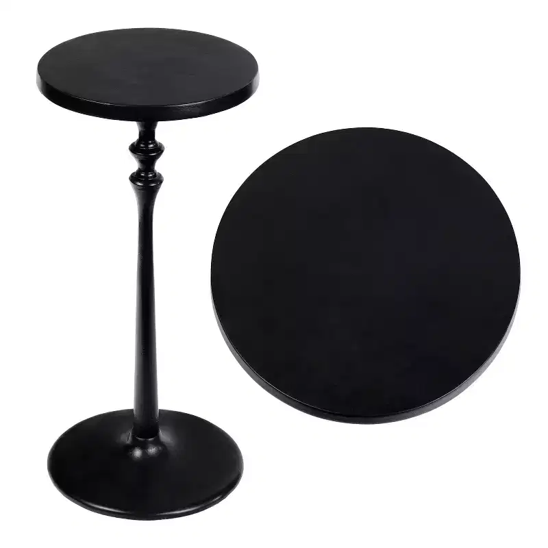 JONATHAN Y Lulu 19.5 Art Deco Classic Pedestal Round Metal Drink Table & Decorative End Table