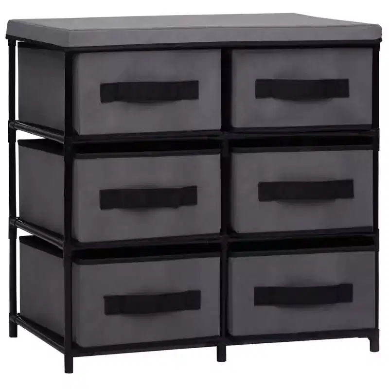 vidaXL Cabinet Shelf Grey Steel and Fabric Medium Cabinet Shelf