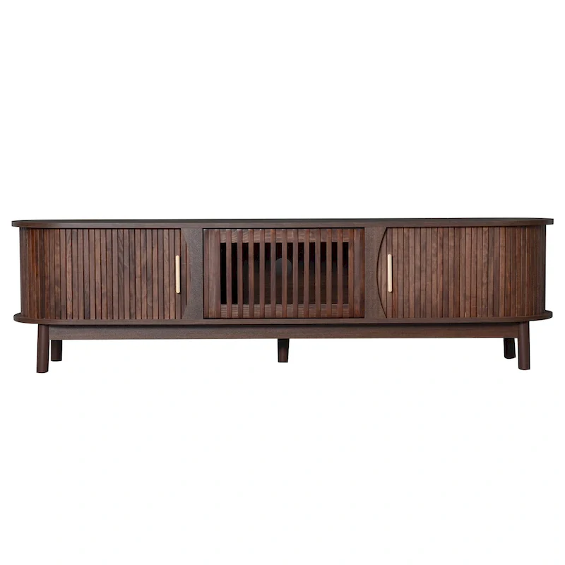 Wood TV Stand with Storage, Fits TVs up to 75 Inches