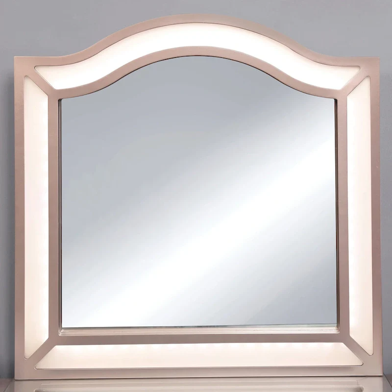 Furniture of America Ulru Transitional Solid Wood 3-Piece Makeup Vanity Set with LED