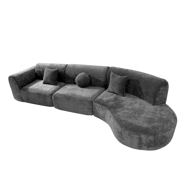 Christopher Knight Home- Buker Curved Polyester Sectional Sofa