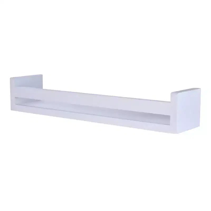 Danya B. 18" x 3.2" Decorative Spice Organizer Rack Shelf White : Floating Wall Mount Storage for Kitchen/Bathroom