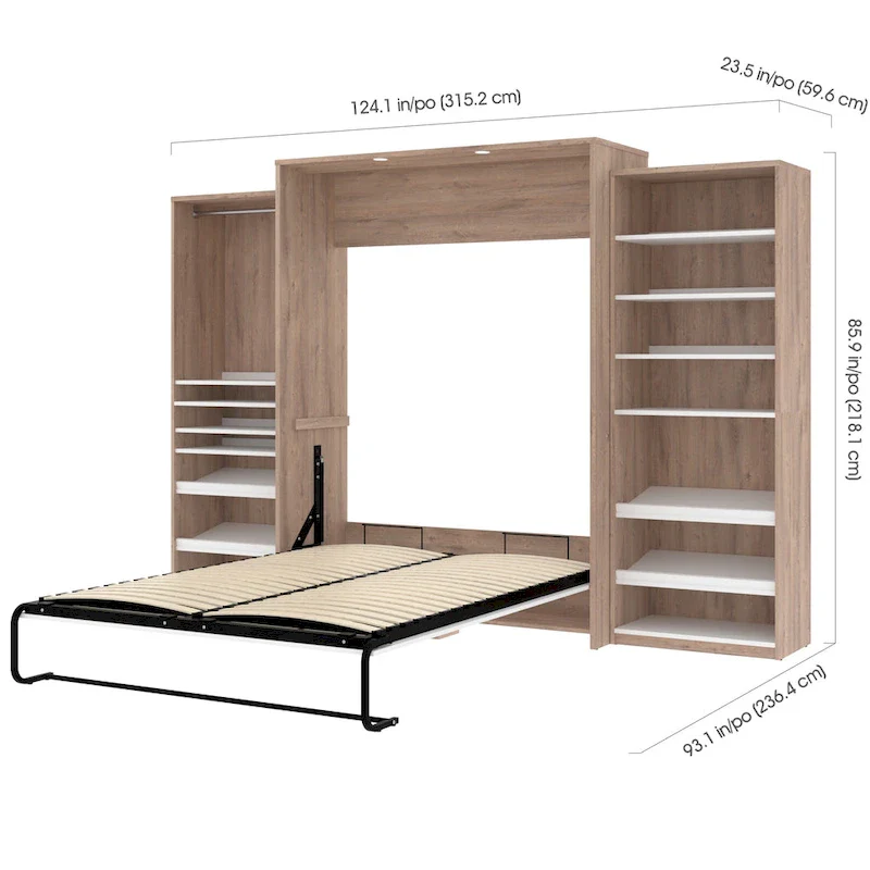 Cielo 125W Queen Murphy Bed with 2 Shelving Units by Bestar