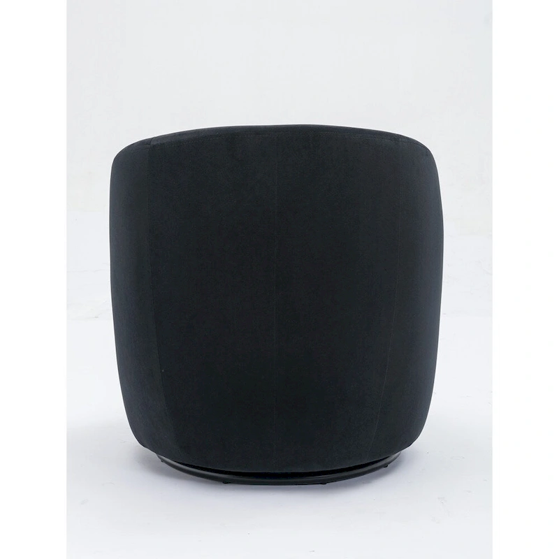 Velvet Fabric Swivel Barrel Chair with Black Powder Coating Metal Ring