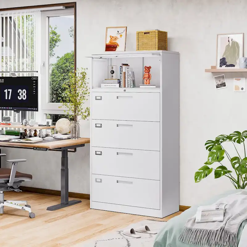 4-Drawer Lateral File Cabinet with Lock