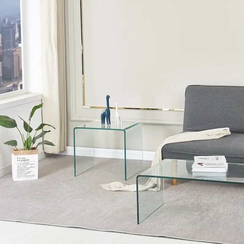 Glass Console Table, Transparent Tempered Glass Console Table