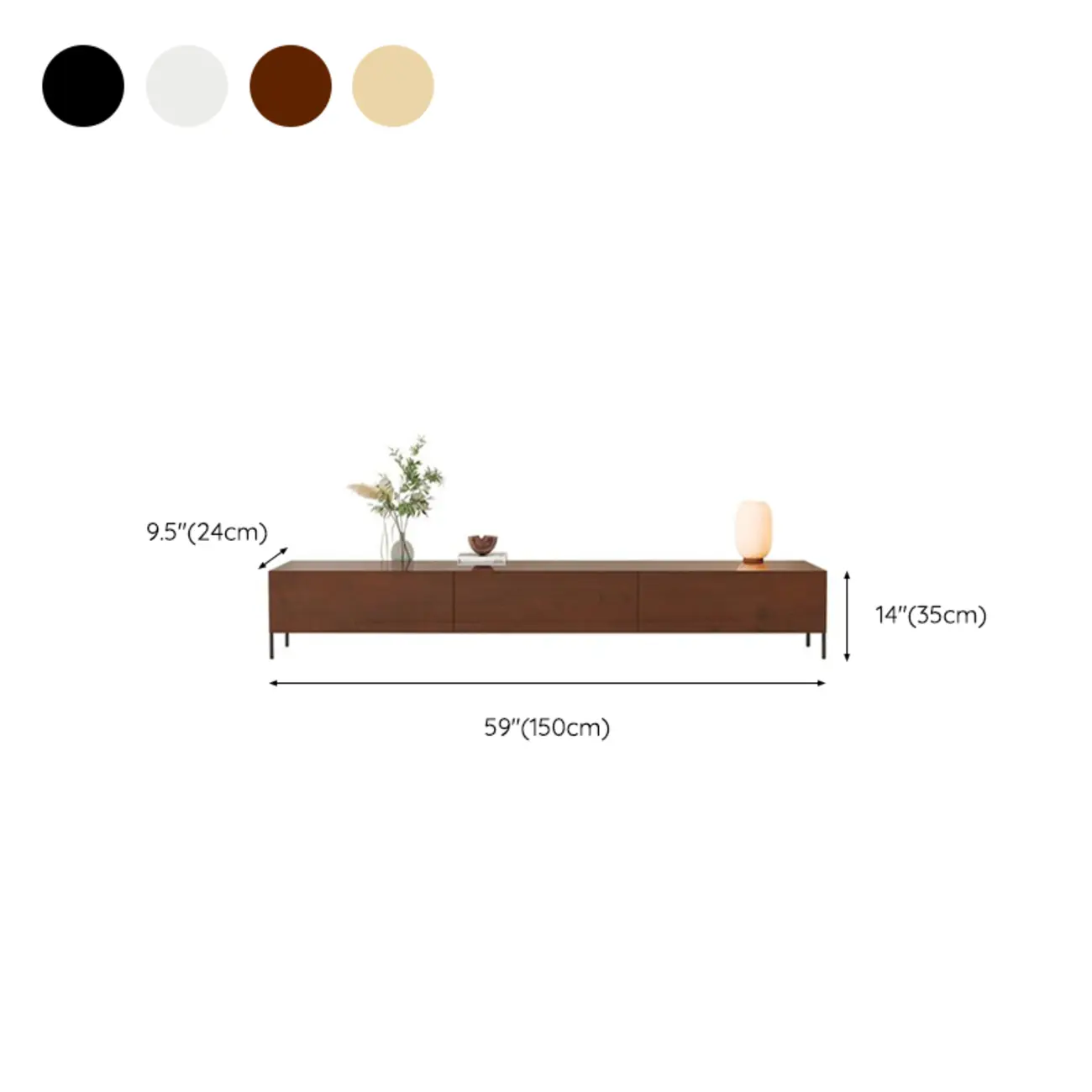 Modern Wood TV Stand in Nut-Brown with Drawers