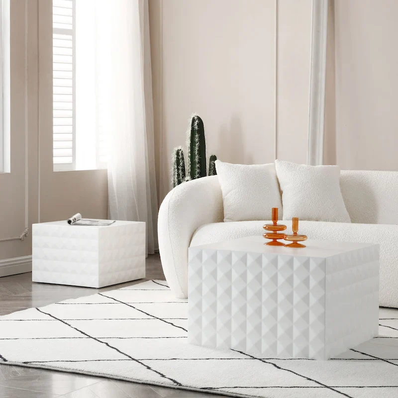 Square Nesting End Tables for Living Room, Set of 2