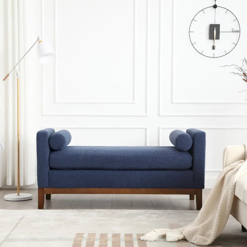 Upholstered Bench with Wood Legs