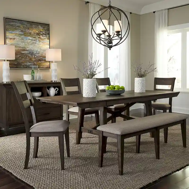Dark Chestnut Trestle Dining Table, Seats 6–8