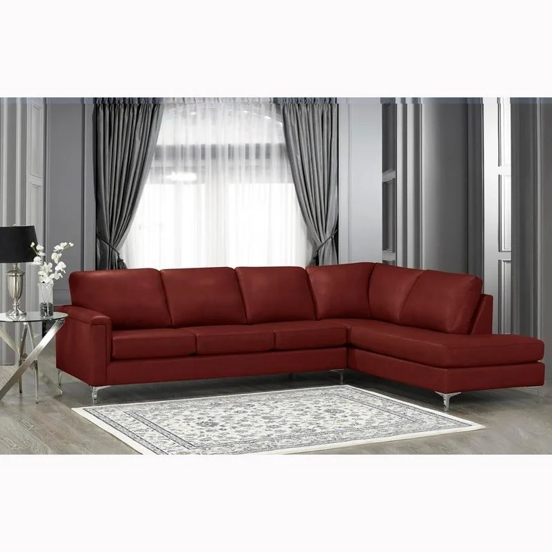 Malibu L-shaped Top-grain Leather Sectional Sofa - 122.5 x 85 x 36.5 x 35