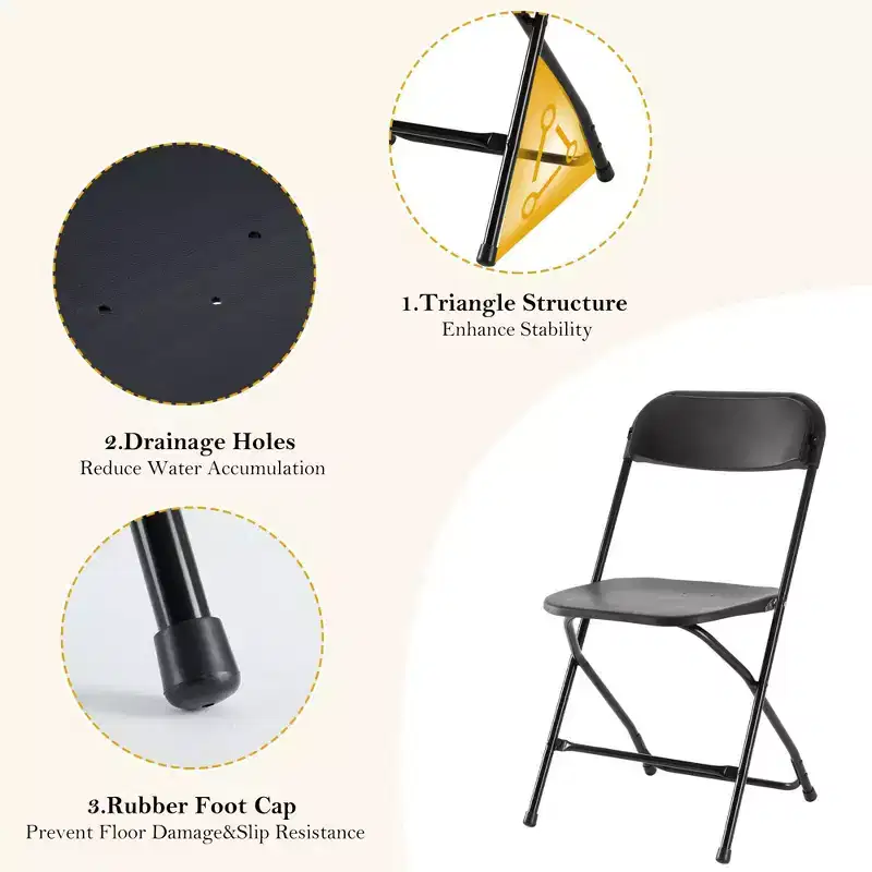 JIONJOY Black Faux Leather Seat Steel Frame Utility Chair Folding Chairs (Set of 4)