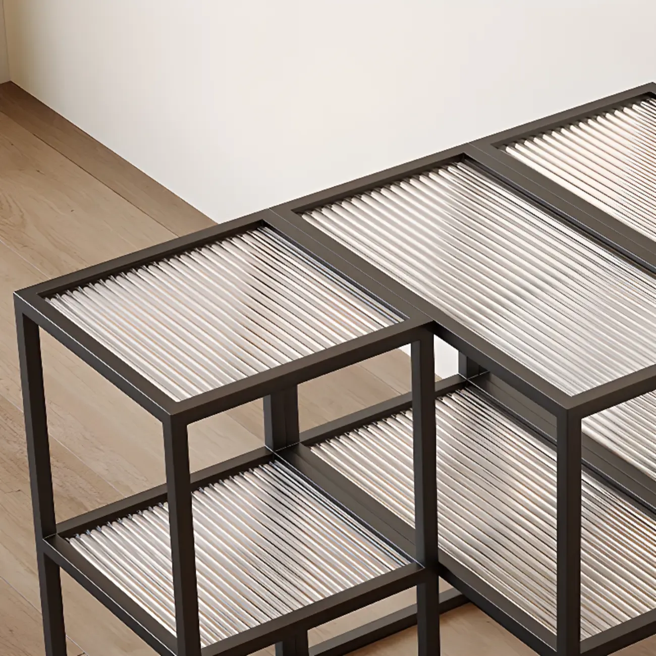 Modern Cube Open Metal Frame Black Bookcase