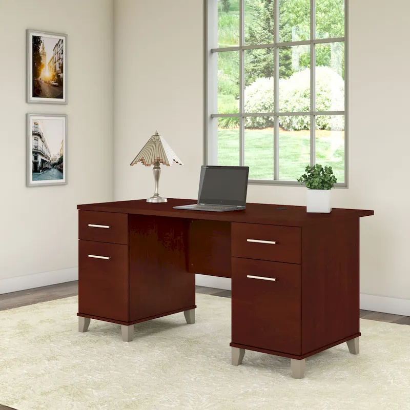 Office Desk with Drawers - 60W Transitional Style