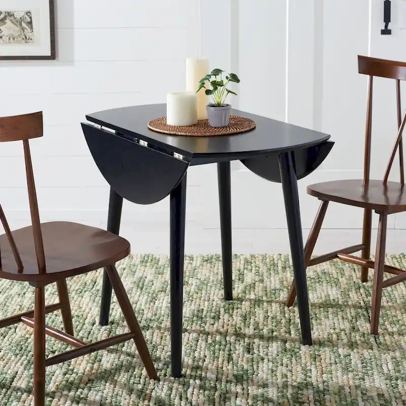 Folding Round Dining Table - Space-Saving Design (Black/Light Oak/Light Grey/Walnut)