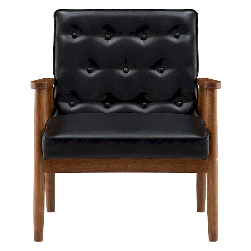Retro Modern Faux Leather Chair Black