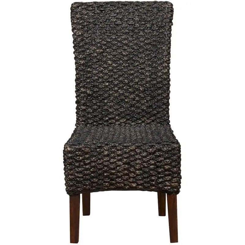 Wicker Woven Wooden Chair with high Back, Set of 2, Brown
