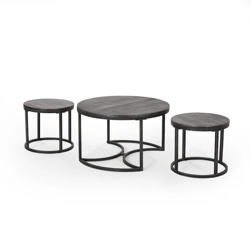 Gerrish Modern Industrial Coffee Table Set by Christopher Knight Home