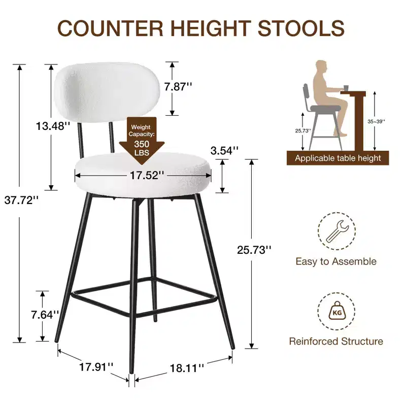 WARMOUNTS Set of 2 Upholstered Swivel Counter Height Barstool