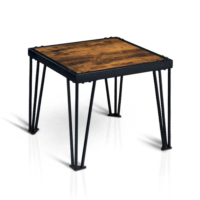 Fizi Industrial Black 24-inch Metal Square Side Table by Furniture of America