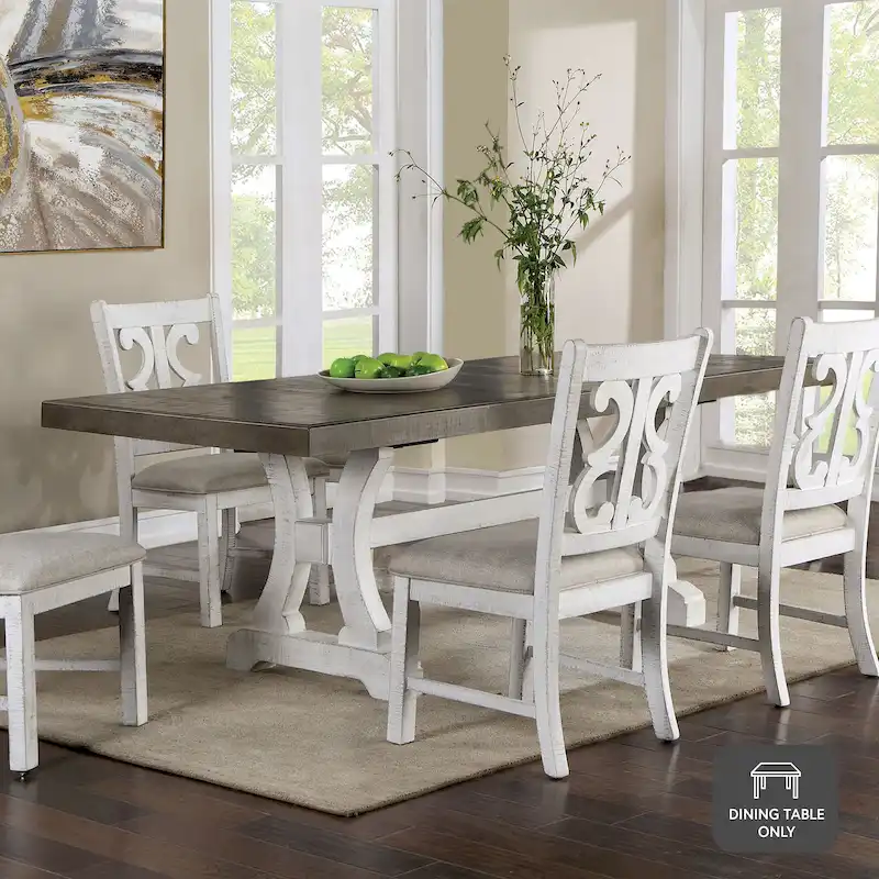 Furniture of America Sylmer White 86-inch Wood Expandable Dining Table