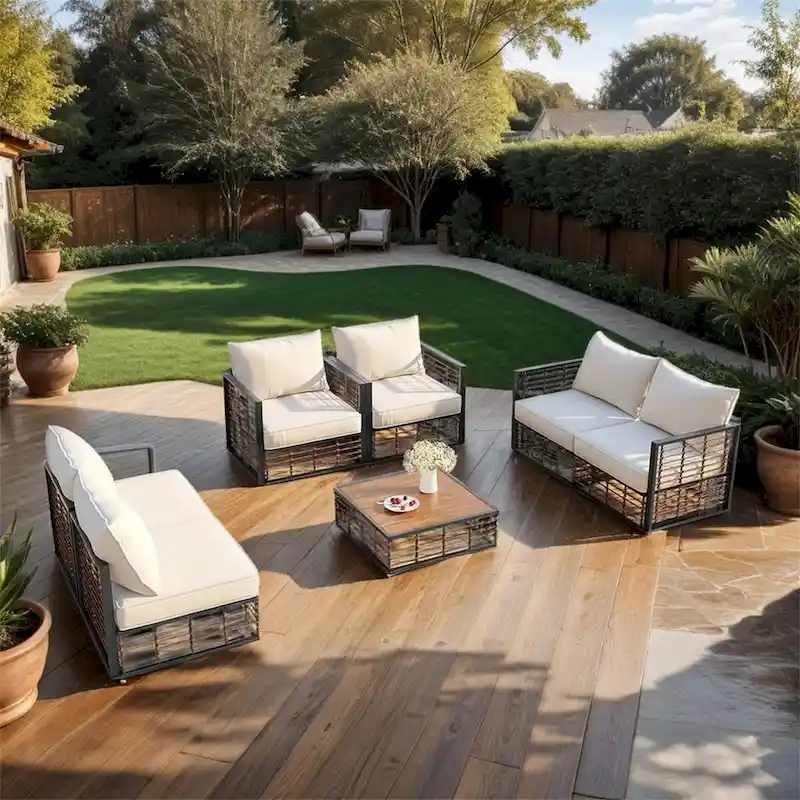 Patio Sectional Sofa Set,Garden Conversational Furniture Set,7 PCS