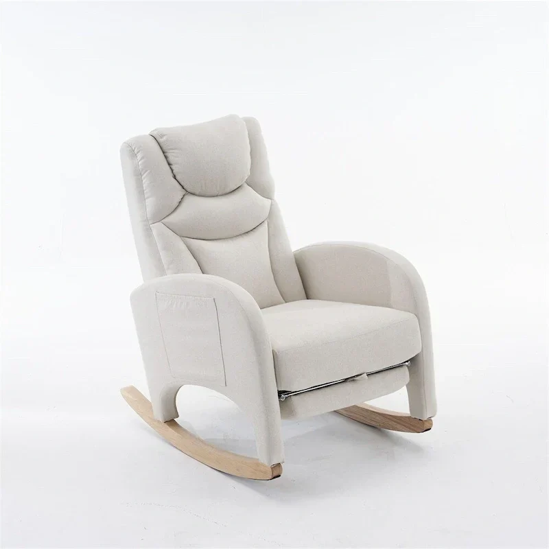 Ergonomic Fabric Nursery Rocking Chair With Adjustable Footrest